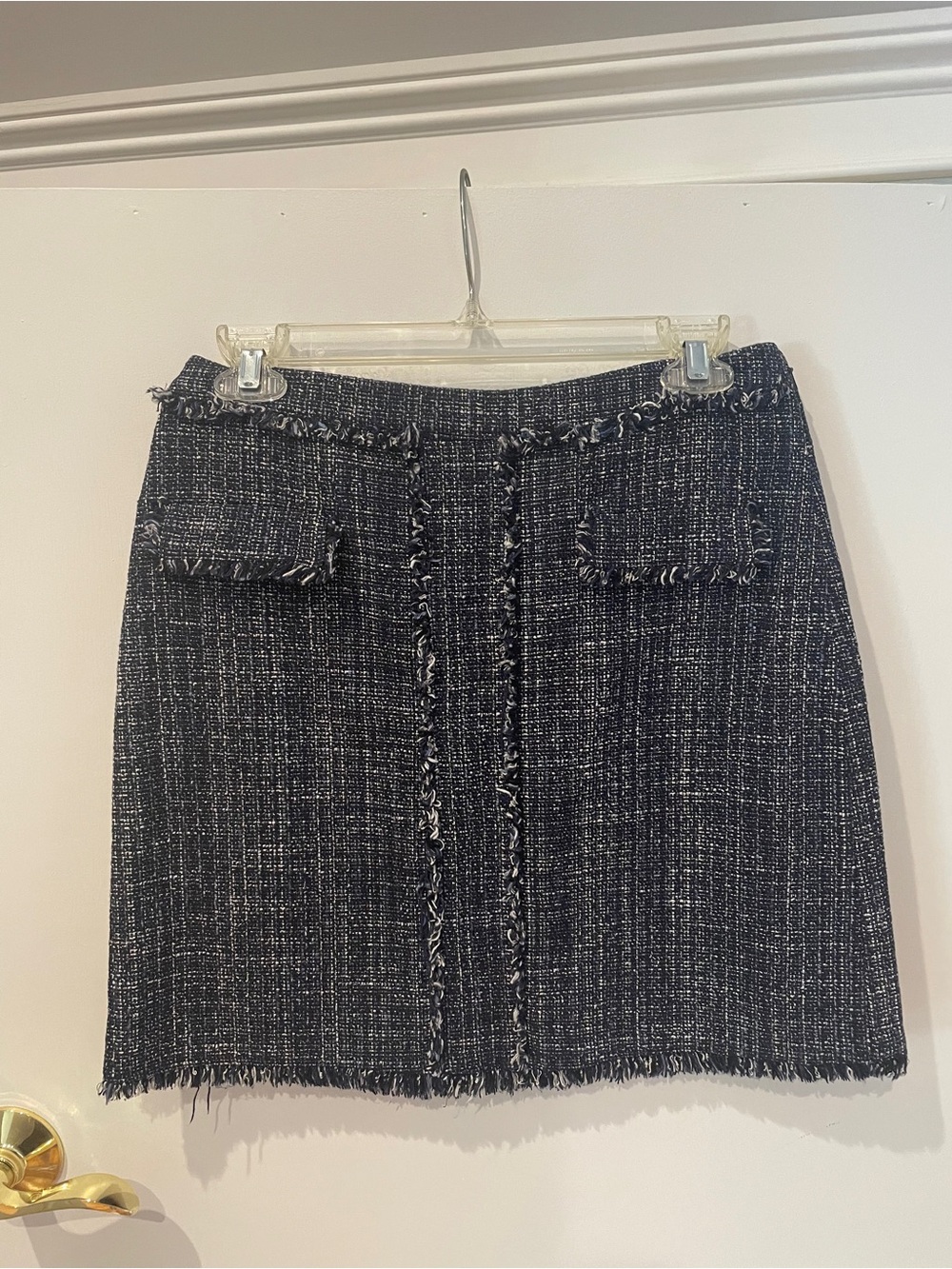 Banana Republic Black & White Tweed Fringe Mini Skirt